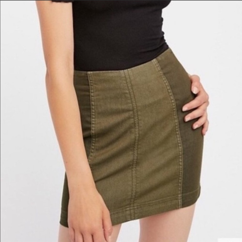 Free People Olive Mini Skirt